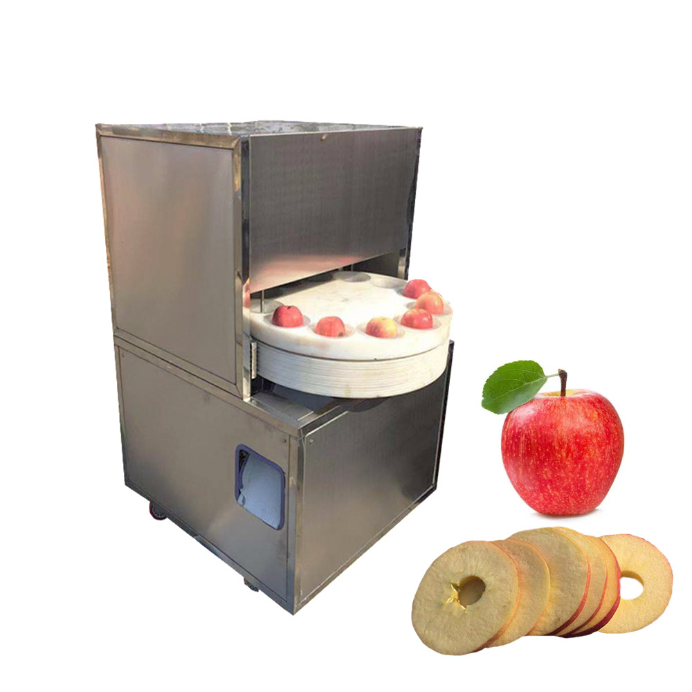 Semi-automatic apple core removal and slice cutting machine